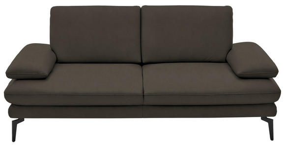 2,5-SITZER  in Echtleder Graubraun   - Graubraun/Schwarz, Design, Leder/Metall (196/86/104cm) - Dieter Knoll
