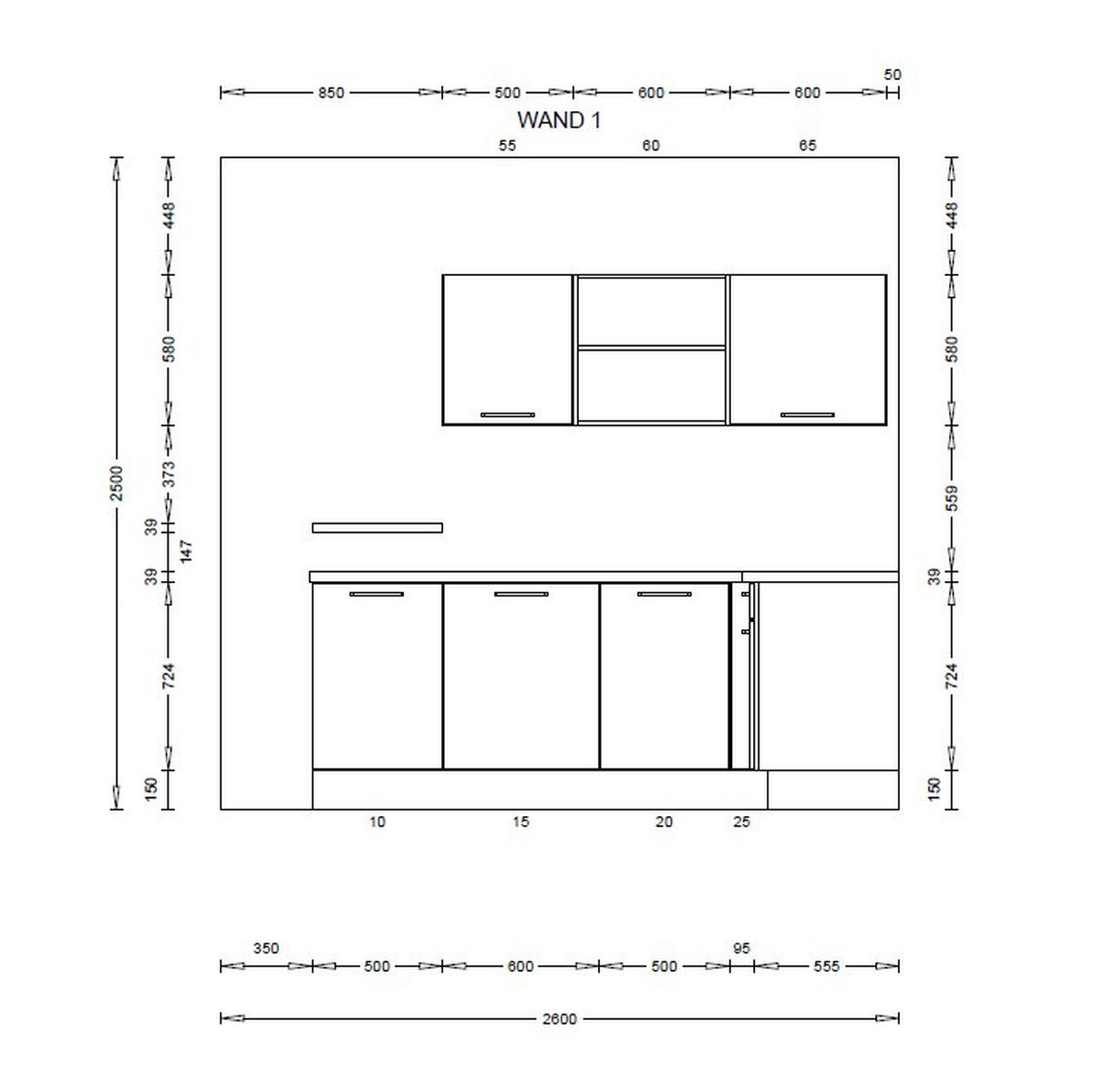 ECKKÜCHE 250/285 cm  in Eichefarben, Dunkelgrau  - Eichefarben/Dunkelgrau, KONVENTIONELL, Holzwerkstoff/Metall (250/285cm) - Burger