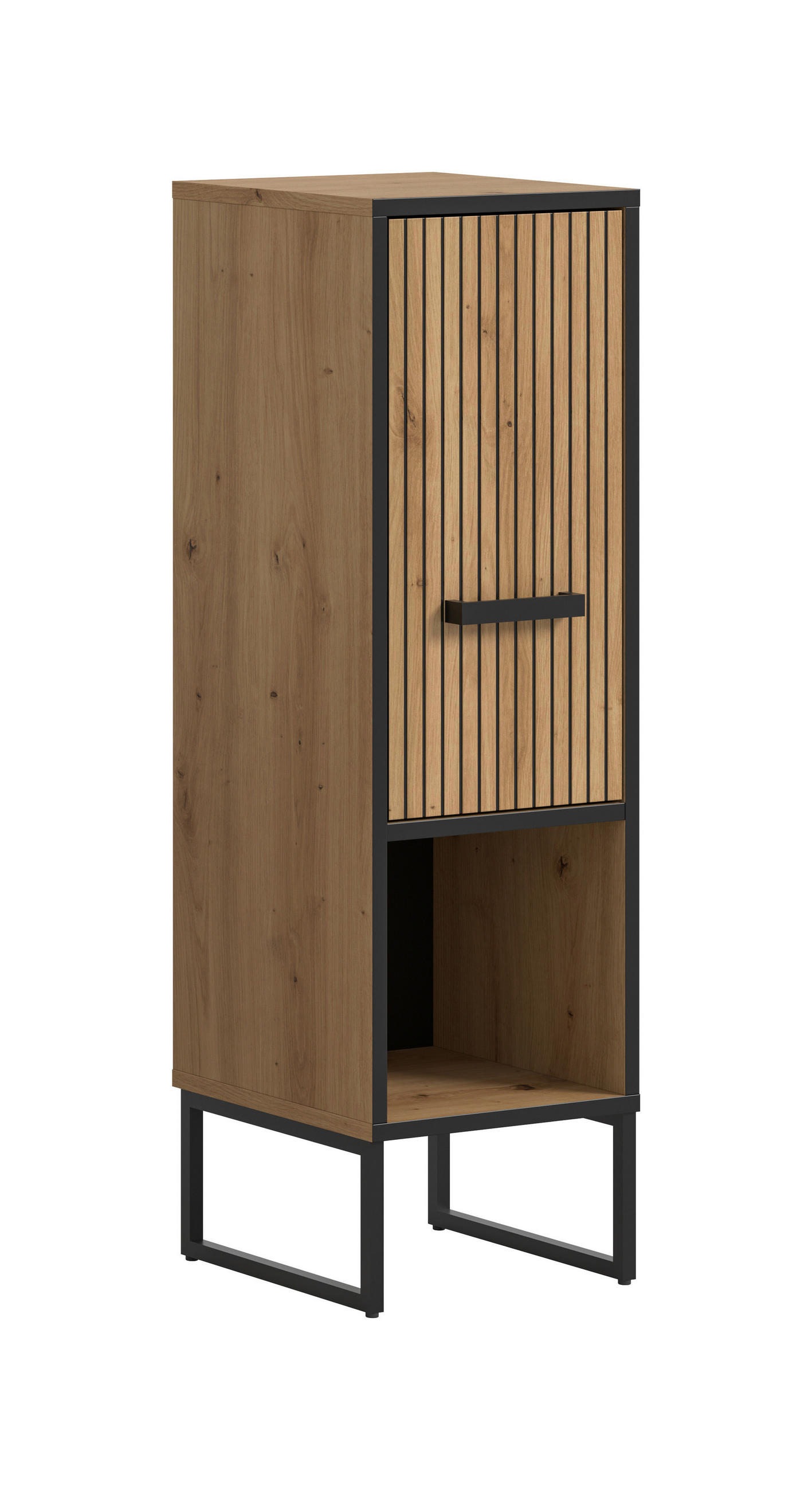 MIDISKÅP  - ek Artisan/svart, Trend, metall/trämaterial (30/101/32cm) - MID.YOU