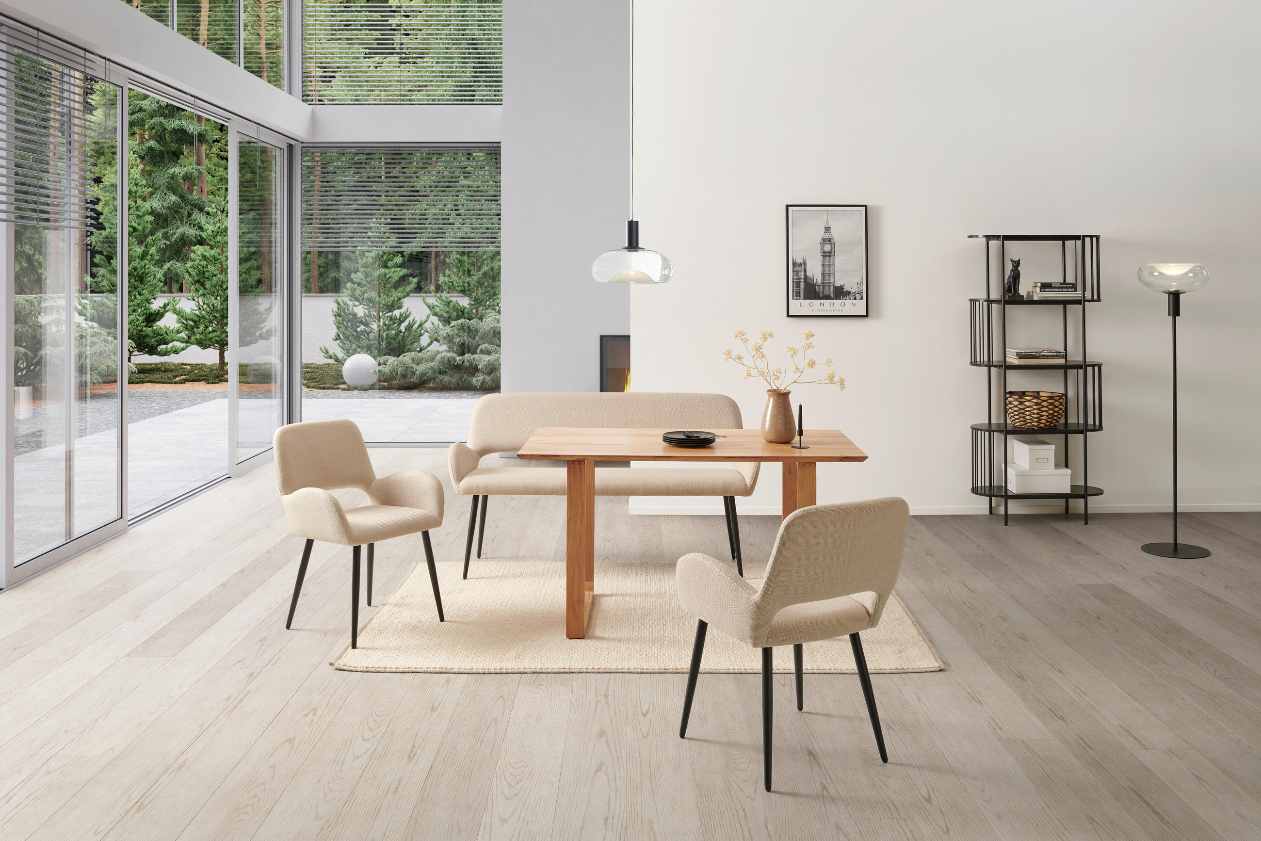ARMLEHNSTUHL  in Eisen Webstoff  - Beige/Schwarz, LIFESTYLE, Holz/Textil (53/82/63cm) - MID.YOU