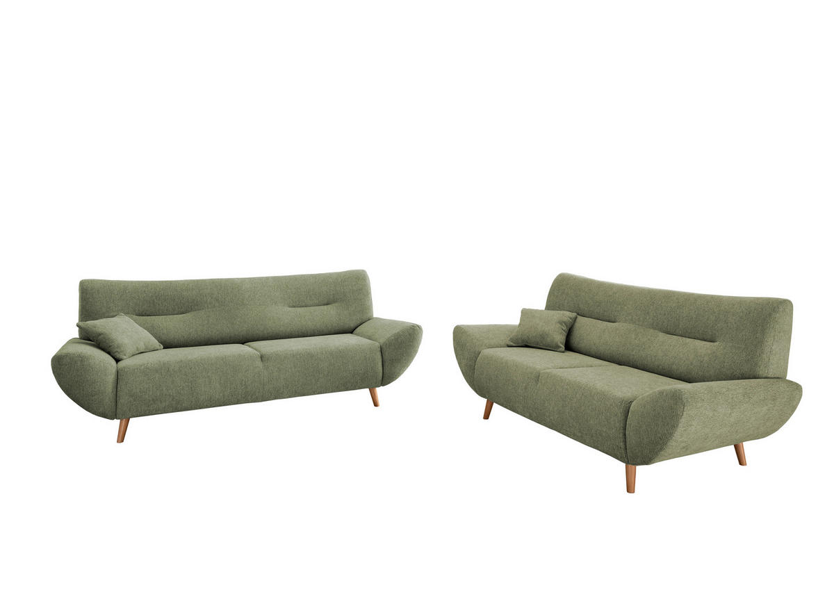 2-SITZER-SOFA in Chenille Grün  - Wildeiche/Grün, MODERN, Holz/Textil (173/81/90cm) - MID.YOU