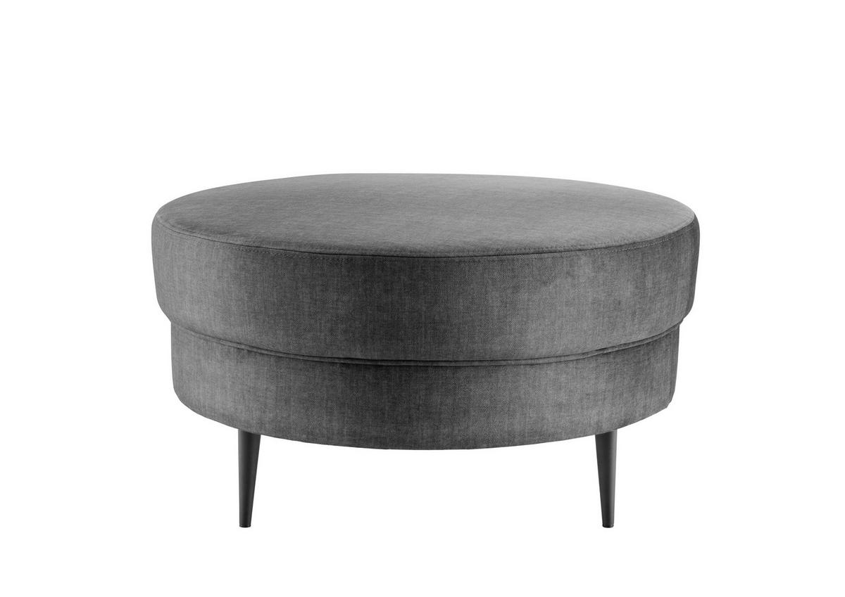 HOCKER Velours Grau  - Schwarz/Grau, MODERN, Textil/Metall (80/43/80cm) - Livetastic