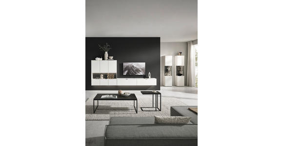 WOHNWAND  in Weiß  348,8/136,3/37,1 cm  - Schwarz/Weiß, Design, Glas/Keramik (348,8/136,3/37,1cm) - Dieter Knoll