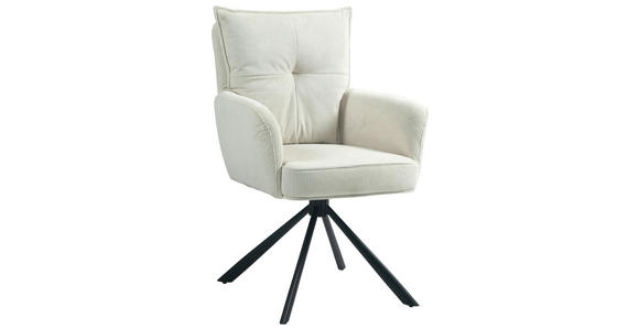 ARMLEHNSTUHL in Eisen Cord - Creme/Schwarz, Design, Textil/Metall (60/95/67cm) - Novel