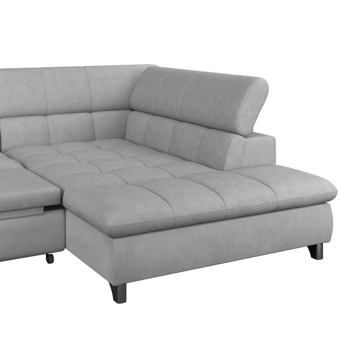 ECKSOFA Hellgrau Chenille  - Chromfarben/Hellgrau, KONVENTIONELL, Textil/Metall (312/234cm) - Livetastic