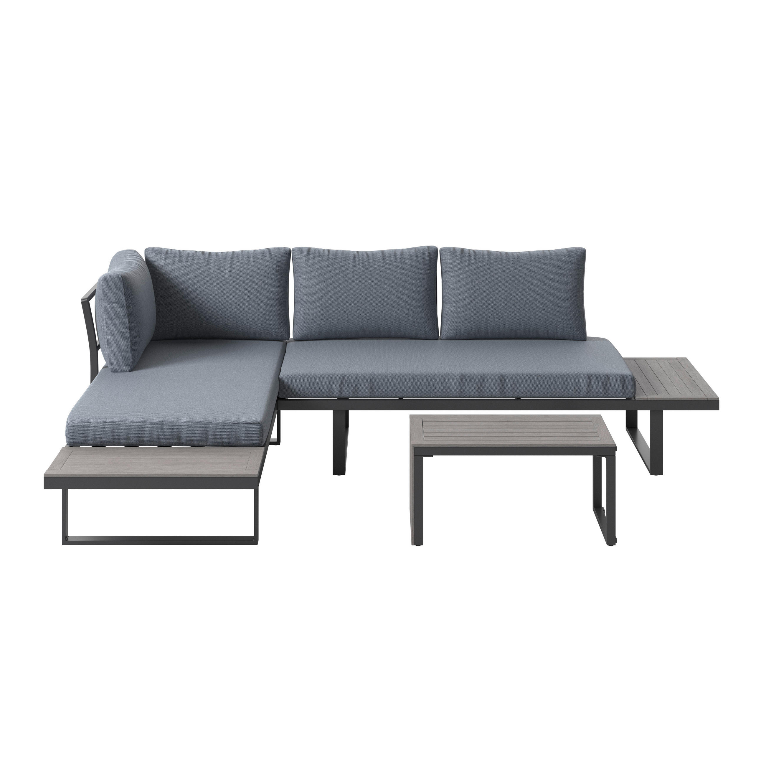 LOUNGE GARNITÚRA  182/252 cm   - szürke, Modern, műanyag/textil (182/252cm) - Ambia Garden