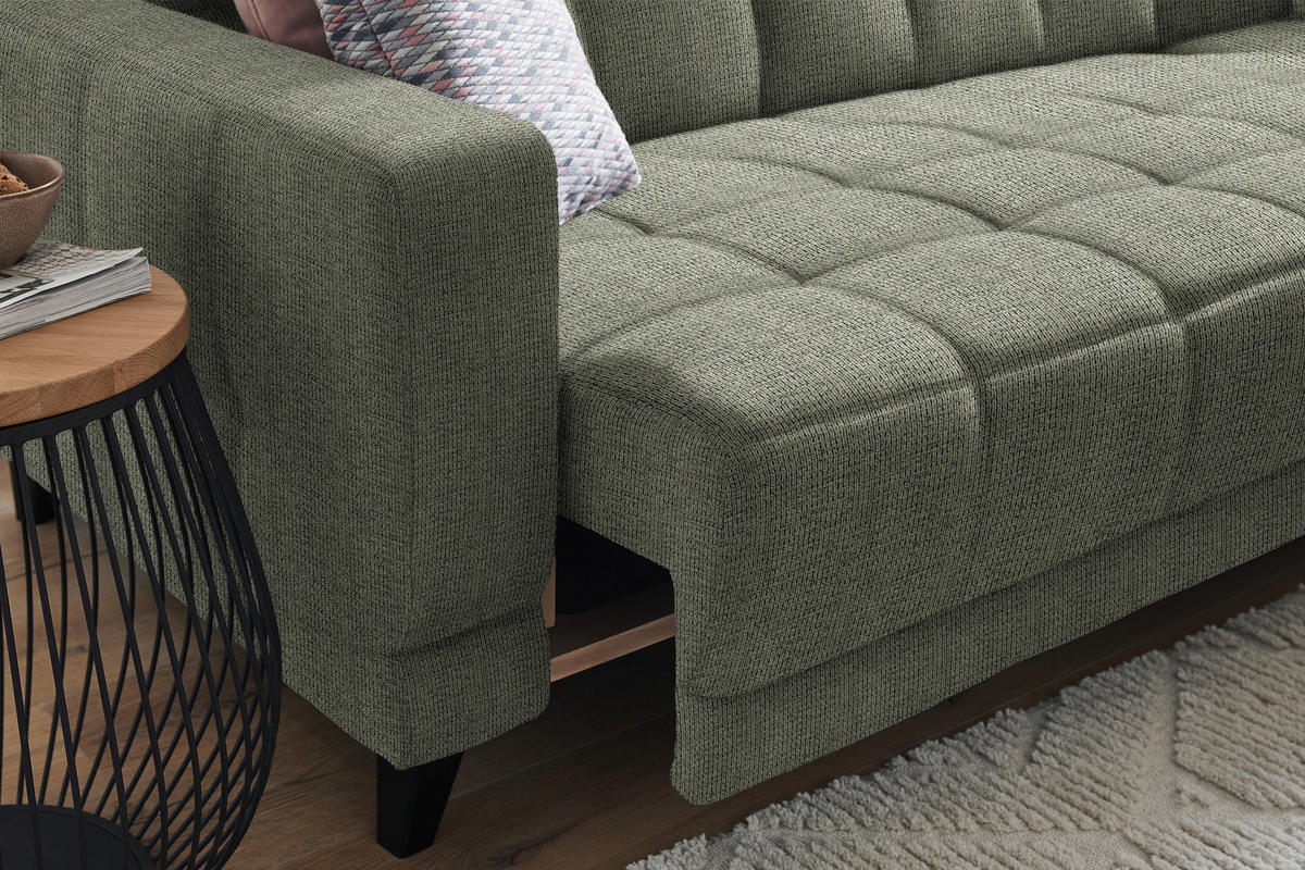 ECKSOFA in Webstoff Grün  302/216 cm  - Schwarz/Grün, Design, Holz/Textil (302/216cm) - Xora