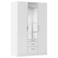 DREHTÜRENSCHRANK 136/197/54 cm,  in Weiß, 3-türig  - Alufarben/Weiß, KONVENTIONELL, Glas/Holzwerkstoff (136/197/54cm) - home24