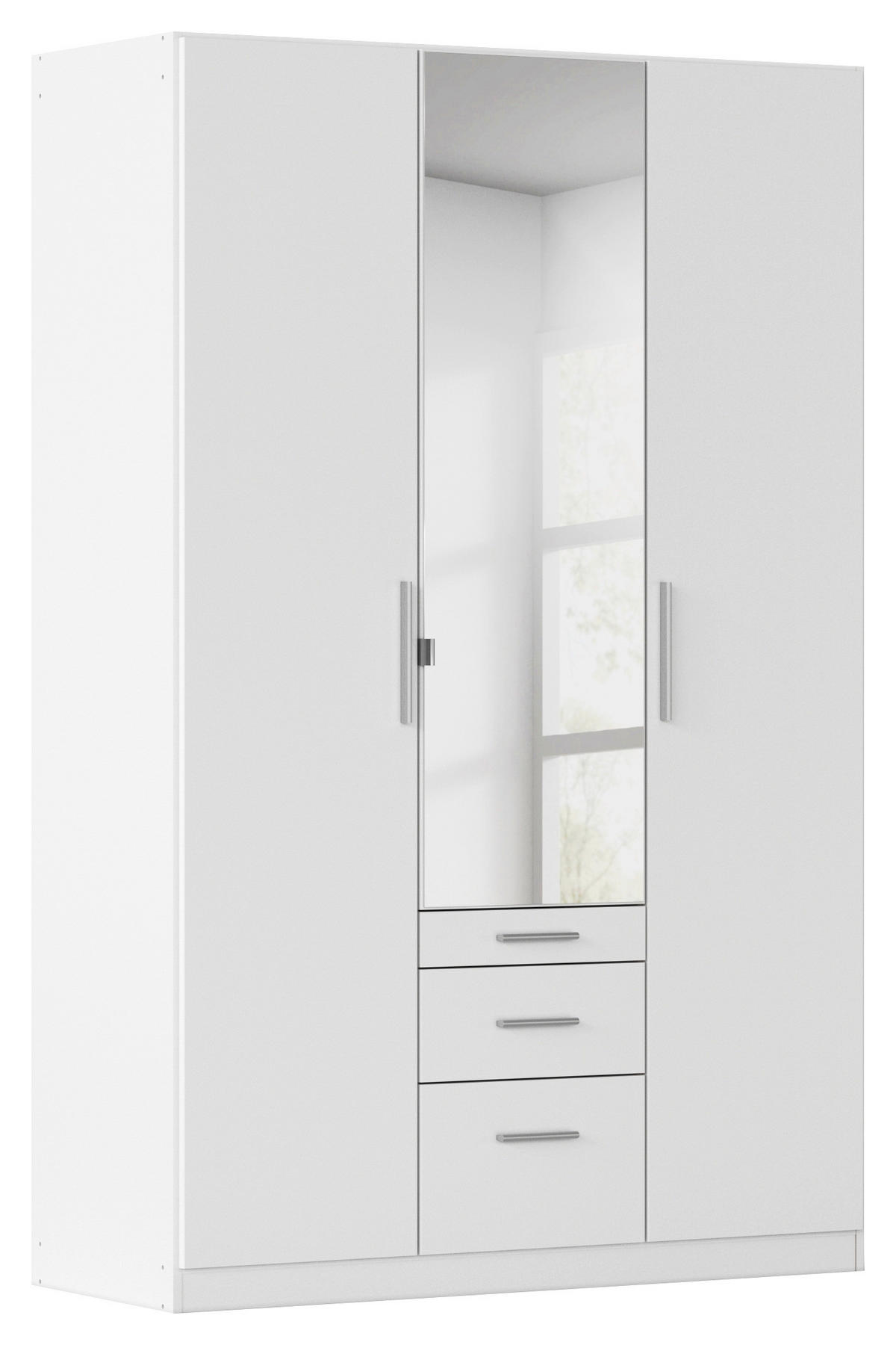 DREHTÜRENSCHRANK 136/197/54 cm,  in Weiß, 3-türig  - Alufarben/Weiß, KONVENTIONELL, Glas/Holzwerkstoff (136/197/54cm) - home24