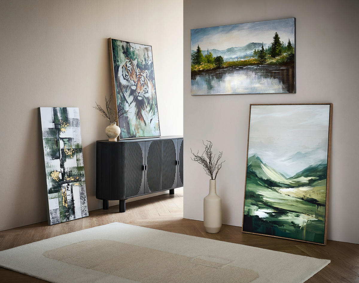 ÖLGEMÄLDE Bäume 120/70 cm  - Gelb/Weiß, Natur, Holz/Textil (120/70cm) - Monee