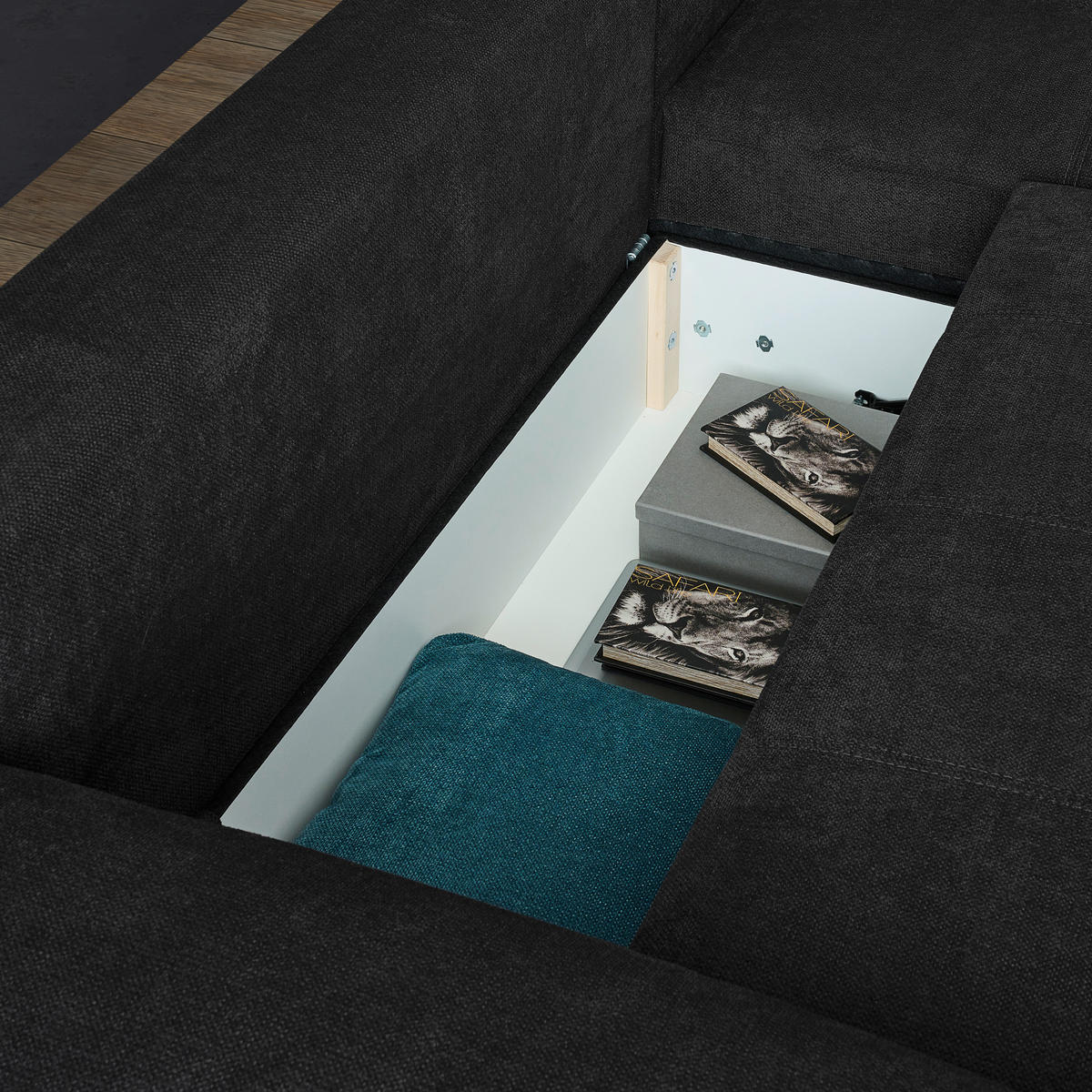 ROHOVÁ SEDAČKA, textil, černá, petrolej - petrolej/černá, Design, textil/plast (276/212cm) - Carryhome