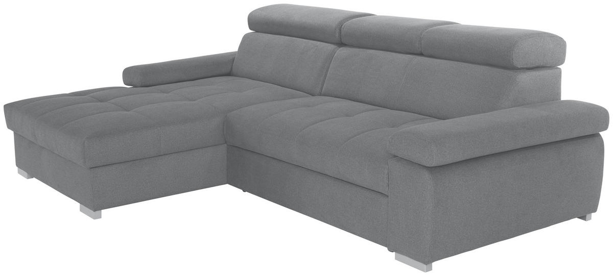 ECKSOFA in Velours Grau  - Silberfarben/Grau, Design, Holz/Textil (183/292cm) - Livetastic