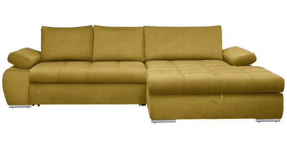 ECKSOFA in Flachgewebe Gelb  - Chromfarben/Gelb, Design, Kunststoff/Textil (294/173cm) - Carryhome