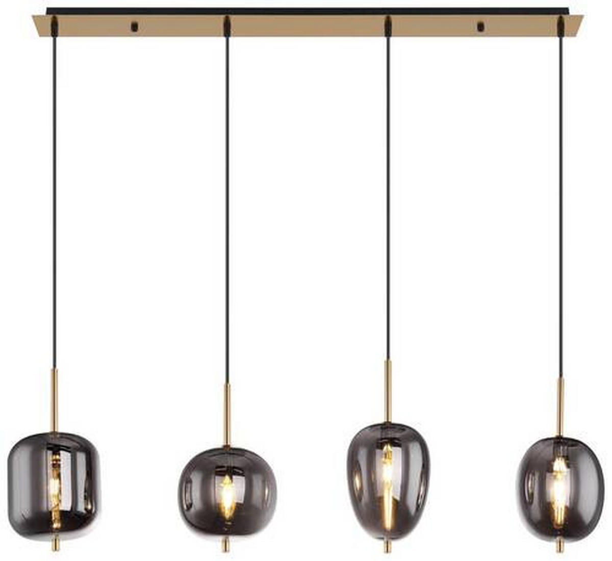 HÄNGLAMPA Blacky I 110/18,5/120 cm  - mässingsfärgad, Design, metall/glas (110/18,5/120cm) - Globo