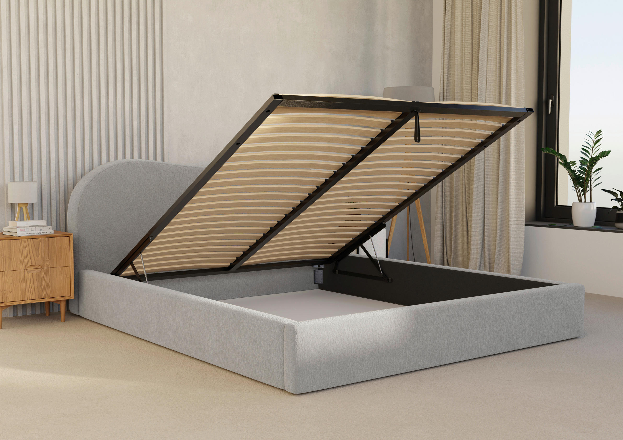 POLSTERBETT Bettkasten, Lattenrost 120/200 cm  in Silberfarben  - Silberfarben/Schwarz, Design, Holz/Textil (120/200cm) - Boxxx