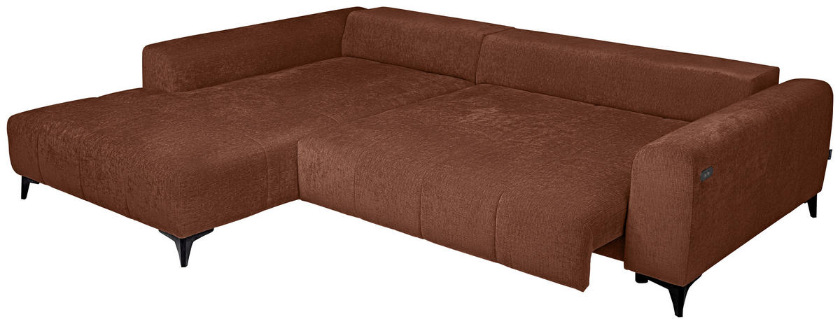 HÖRNSOFFA i chenille rostfärgad  - svart/rostfärgad, Klassisk, textil/plast (222/279cm) - MID.YOU