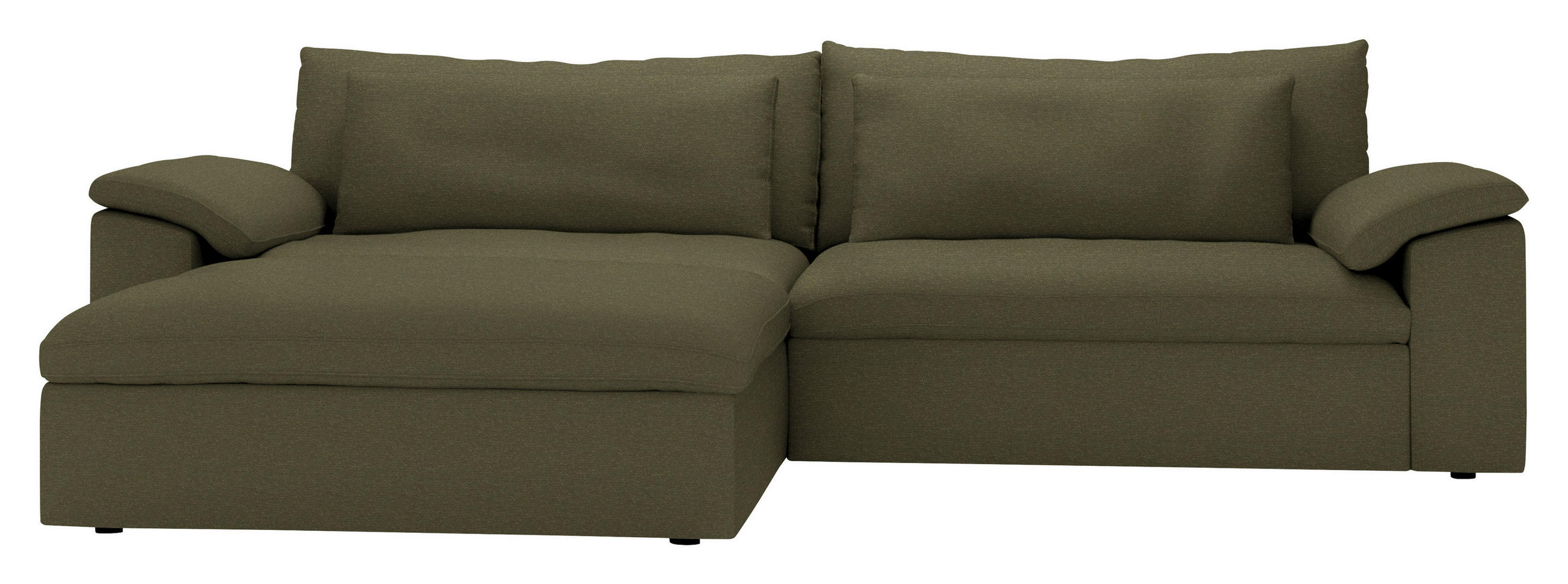 ECKSOFA  Chenille Grün  - Schwarz/Grün, Modern, Kunststoff/Textil (198/306cm) - Carryhome