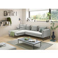 ECKSOFA  in Feincord Hellgrau  178/284 cm  - Hellgrau/Schwarz, KONVENTIONELL, Textil/Metall (178/284cm) - Hom`in