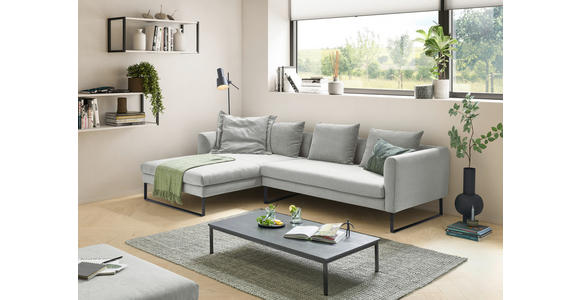 ECKSOFA  in Feincord Hellgrau  178/284 cm  - Hellgrau/Schwarz, KONVENTIONELL, Textil/Metall (178/284cm) - Hom`in