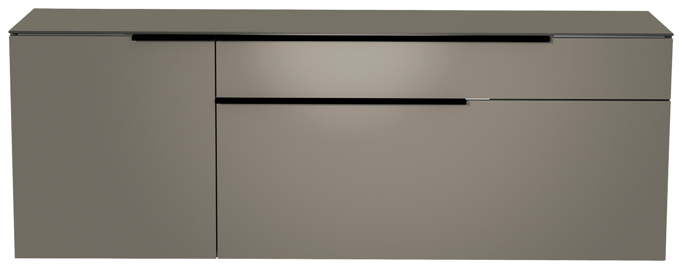 LOWBOARD in 160/56/45 cm - Schwarz/Grau, Design, Glas/Holzwerkstoff (160/56/45cm) - Moderano