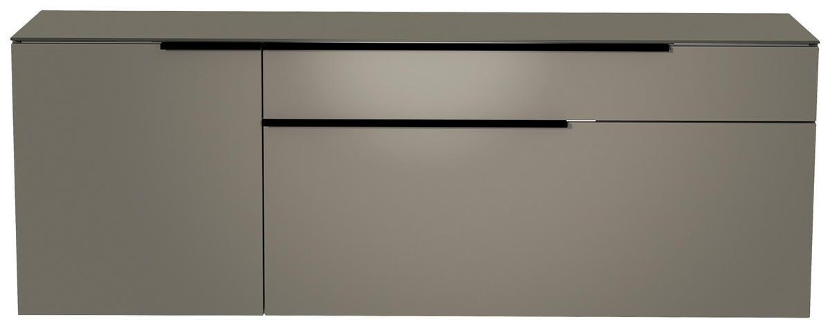 LOWBOARD  in 160/56/45 cm  - Schwarz/Grau, Design, Glas/Holzwerkstoff (160/56/45cm) - Moderano