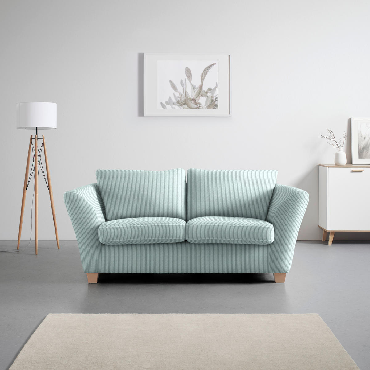 2-SITZER-SOFA in Cord Hellblau  - Naturfarben/Hellblau, Holz/Textil (190/70-85/95cm) - MID.YOU