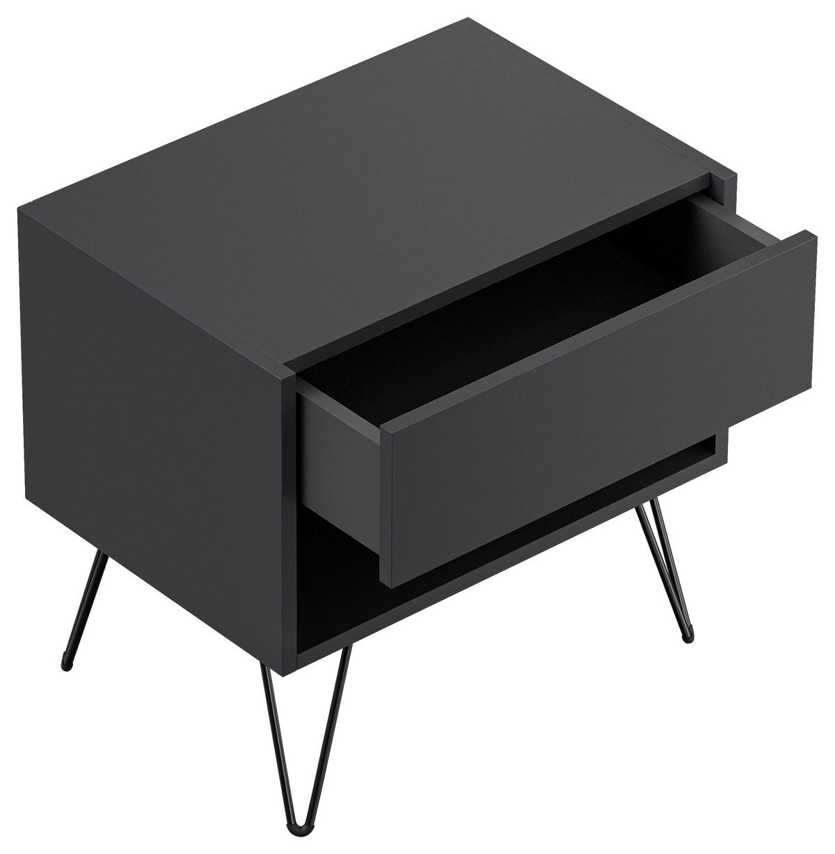 NACHTTISCH 51,2/50/35,6 cm  in Graphitfarben  - Graphitfarben/Schwarz, Basics, Holzwerkstoff/Metall (51,2/50/35,6cm) - MID.YOU