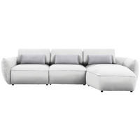 ECKSOFA  in Chenille Weiß  340/190 cm  - Greige/Schwarz, Design, Kunststoff/Textil (340/190cm) - Belluti