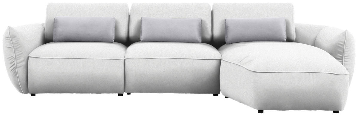 ECKSOFA  in Chenille Weiß  340/190 cm  - Greige/Schwarz, Design, Kunststoff/Textil (340/190cm) - Belluti