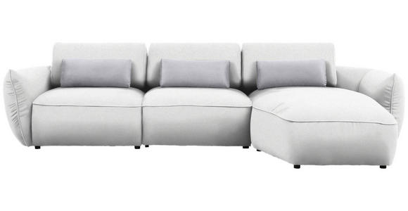 ECKSOFA  in Chenille Weiß  340/190 cm  - Greige/Schwarz, Design, Kunststoff/Textil (340/190cm) - Belluti