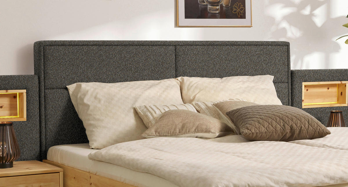 BETT 180/200 cm  in Zirbelkieferfarben, Dunkelbraun  - Zirbelkieferfarben/Dunkelbraun, Natur, Holz/Textil (180/200cm) - Valnatura