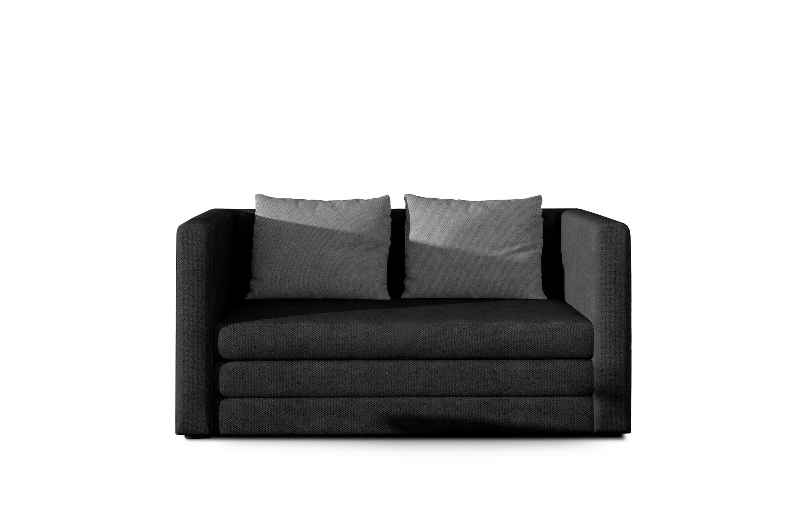 SCHLAFSOFA Samt Grau, Schwarz  - Schwarz/Grau, Design, Kunststoff/Textil (132/62/70cm) - P & B