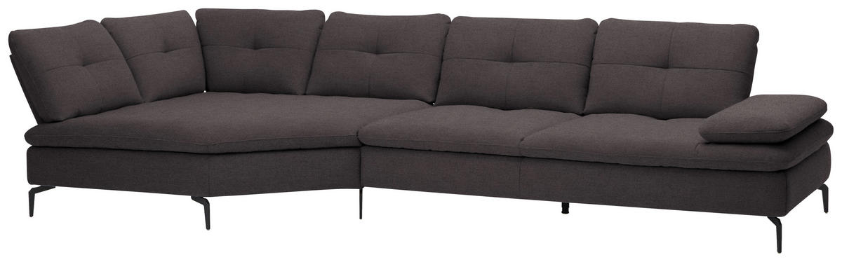 ECKSOFA in Flachgewebe Graphitfarben  - Schwarz/Graphitfarben, Design, Textil/Metall (157/344cm) - Chilliano