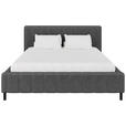 POLSTERBETT gepolstertes Kopfteil, Lattenrost, Bettkasten Anthrazit 180/200 cm  - Anthrazit/Schwarz, Design, Holz/Textil (180/200cm) - Carryhome