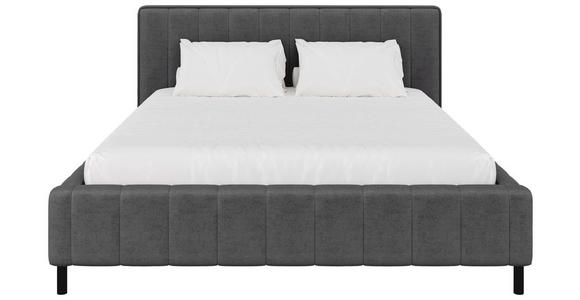 POLSTERBETT gepolstertes Kopfteil, Lattenrost, Bettkasten Anthrazit 180/200 cm  - Anthrazit/Schwarz, Design, Holz/Textil (180/200cm) - Carryhome