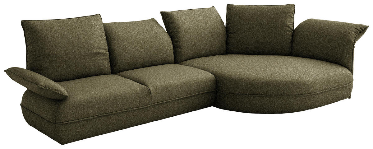 ECKSOFA Chenille Grün  - Schwarz/Grün, Design, Kunststoff/Textil (343/154cm) - Koinor