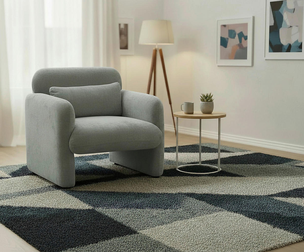 SESSEL in Samt Grau  - Schwarz/Grau, Design, Kunststoff/Textil (83/83/76cm) - MID.YOU
