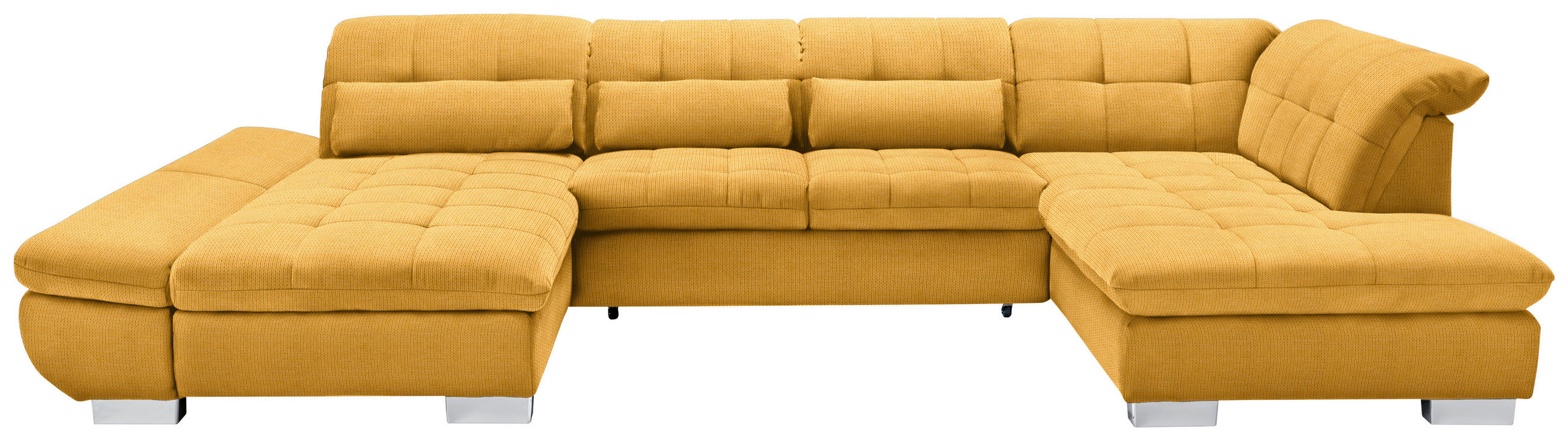 WOHNLANDSCHAFT in Mikrofaser Gelb  - Chromfarben/Gelb, Design, Kunststoff/Textil (204/350/211cm) - Xora