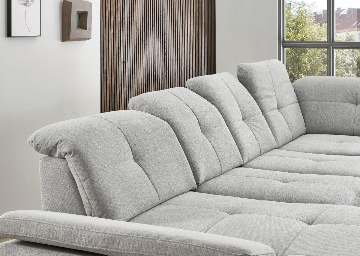 SAROKKANAPÉ fa, faalapú anyag szürke  - króm/szürke, Design, faalapú anyag/fa (195/371/260cm) - Beldomo Style