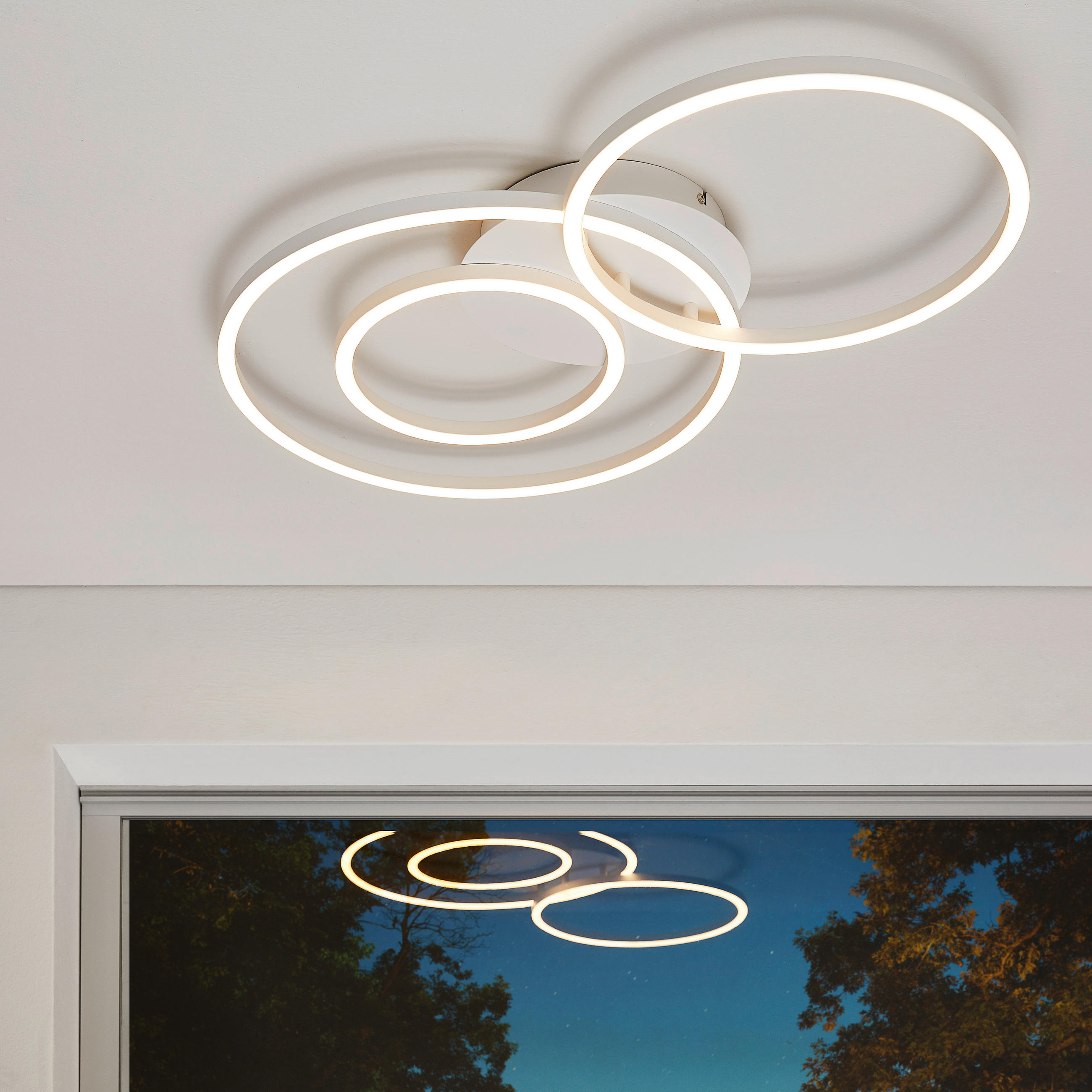 LED STROPNÉ SVIETIDLO, 72,5/45/8,5 cm - biela, Design, kov/plast (72,5/45/8,5cm) - Novel