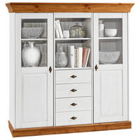 HIGHBOARD  143/145/45 cm 4 Schublade(n)  - Bernsteinfarben/Weiß, ROMANTIK / LANDHAUS, Glas/Holz (143/145/45cm) - Boxxx