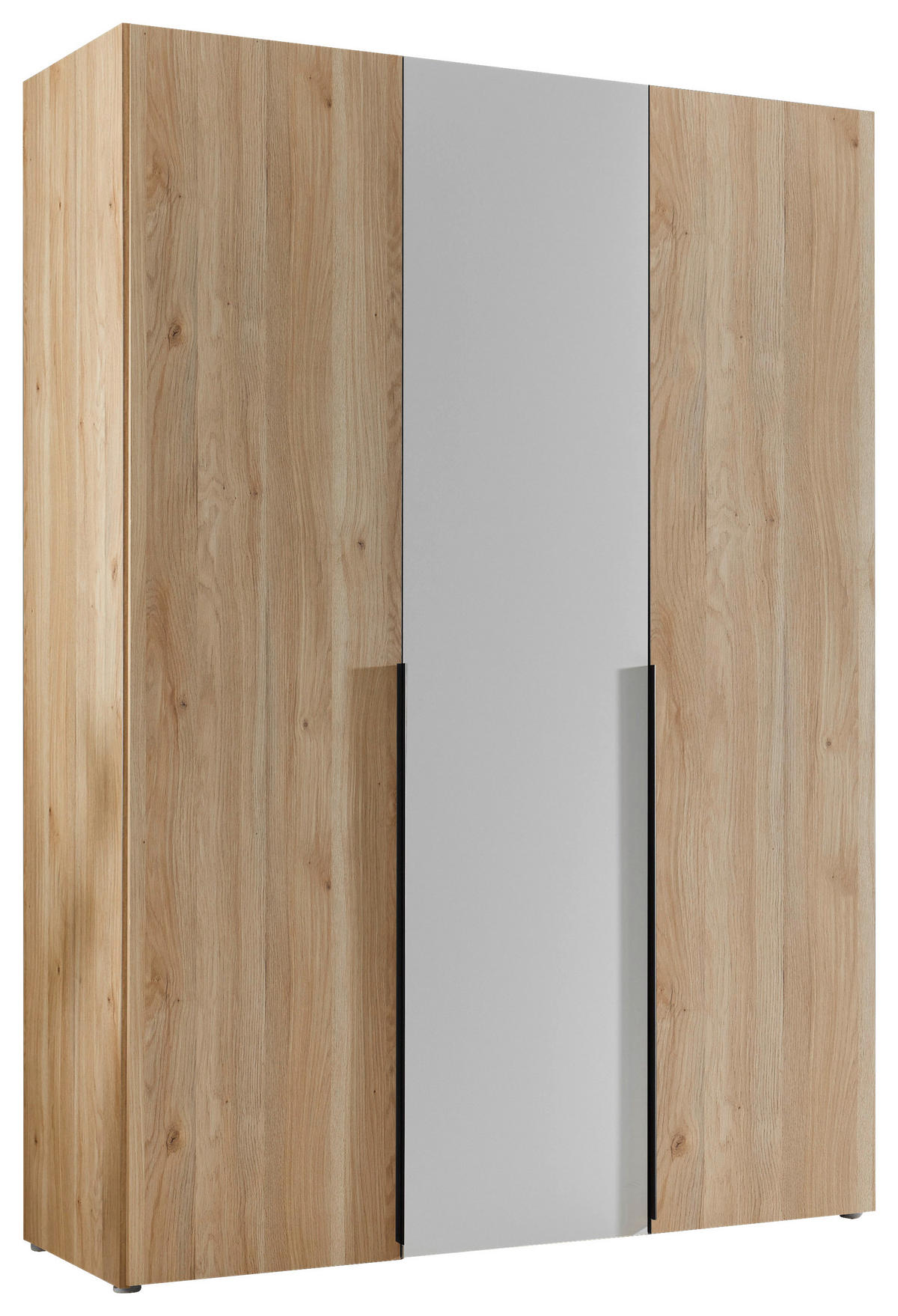 KLEIDERSCHRANK 150/210/53 cm,  in Weiß, Eichefarben, 3-türig  - Eichefarben/Schwarz, KONVENTIONELL, Holzwerkstoff/Kunststoff (150/210/53cm) - Boxxx