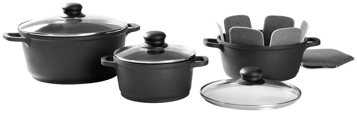 SET POSOD 3/1 Turin - barve nerjavečega jekla/črna, Konvencionalno, kovina/umetna masa - Homeware Profession.