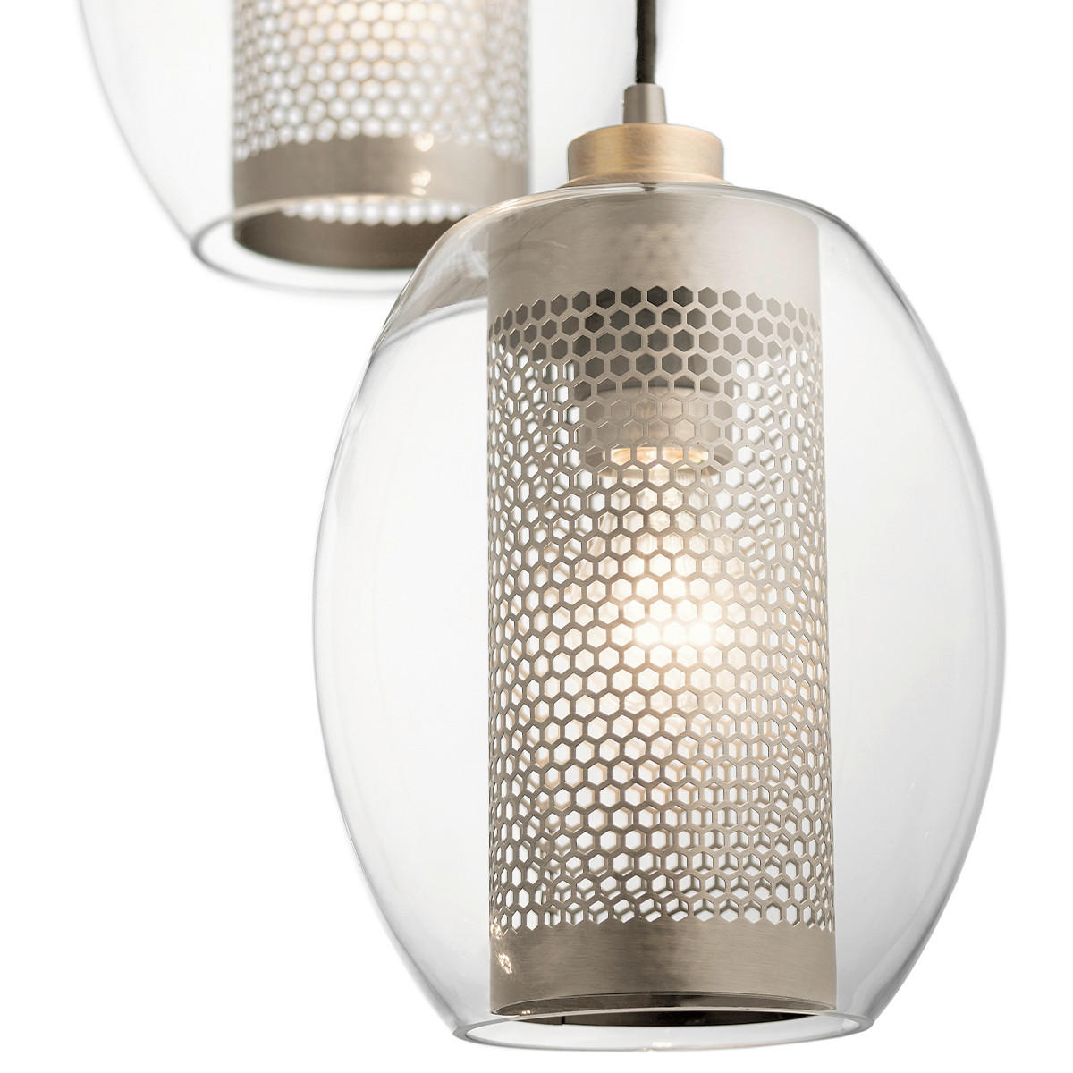 Thumbnail - Elstead Lighting Hängeleuchte Asher, Silber, Metall, Glas, 33.6 cm, Grüner Punkt, RoHS, höhenverstellbar, Lampen & Leuch...