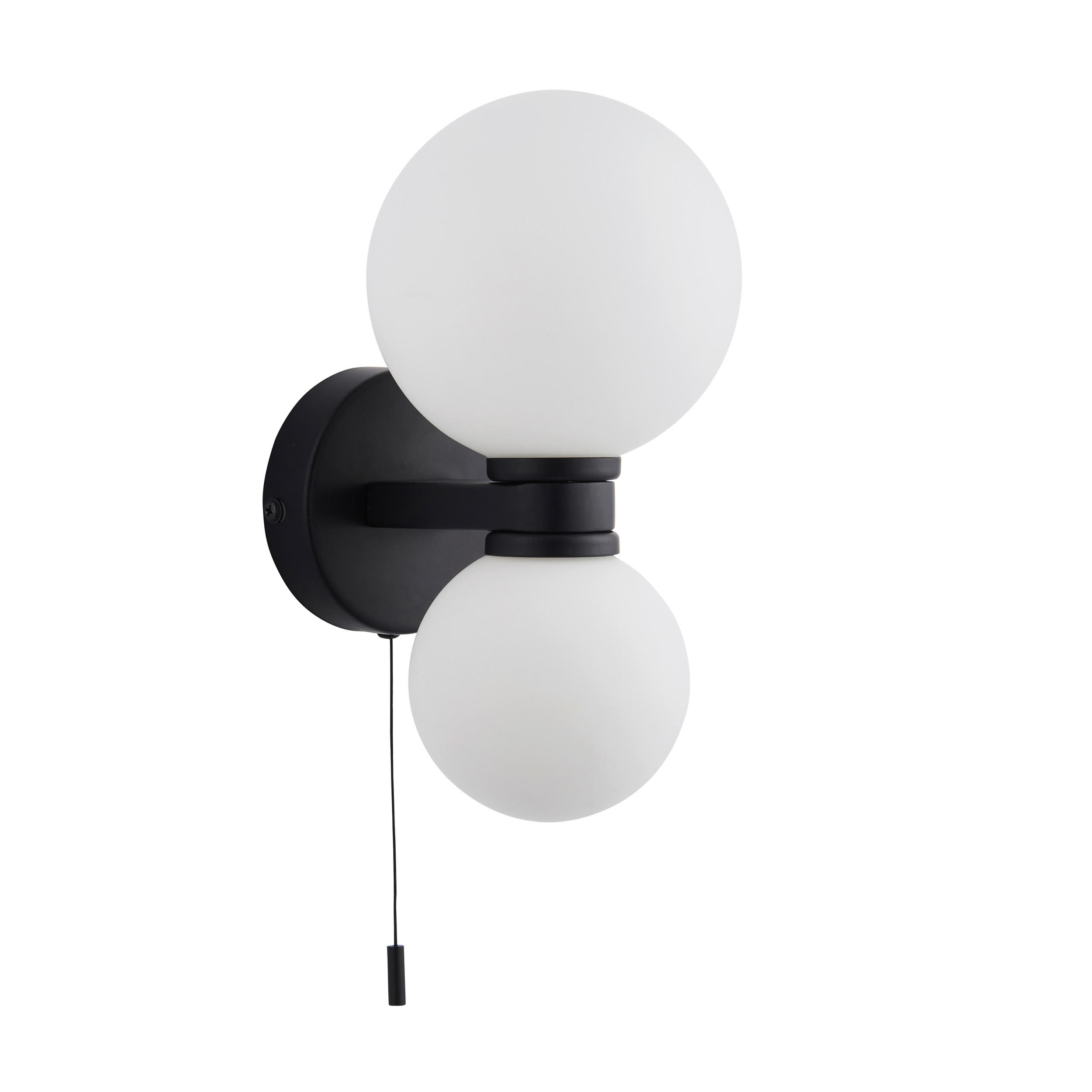 BADEZIMMER-WANDLEUCHTE Pulsa 12/23.2 cm   - Opal/Schwarz, Basics, Glas (12/23.2cm) - ENDON