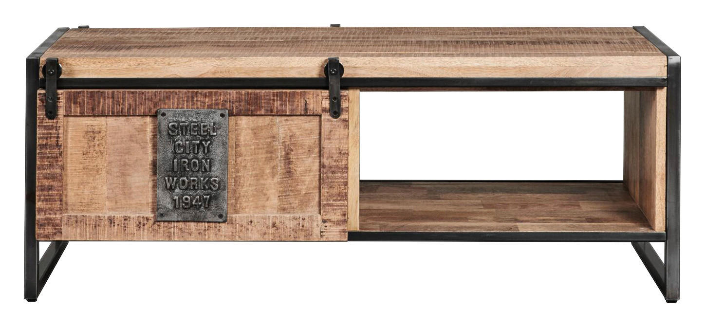 COUCHTISCH Rustic Getaway Mangoholz massiv 120/60/45 cm rechteckig Anthrazit, Naturfarben  - Anthrazit/Naturfarben, Basics, Holz/Metall (120/60/45cm) - Livetastic