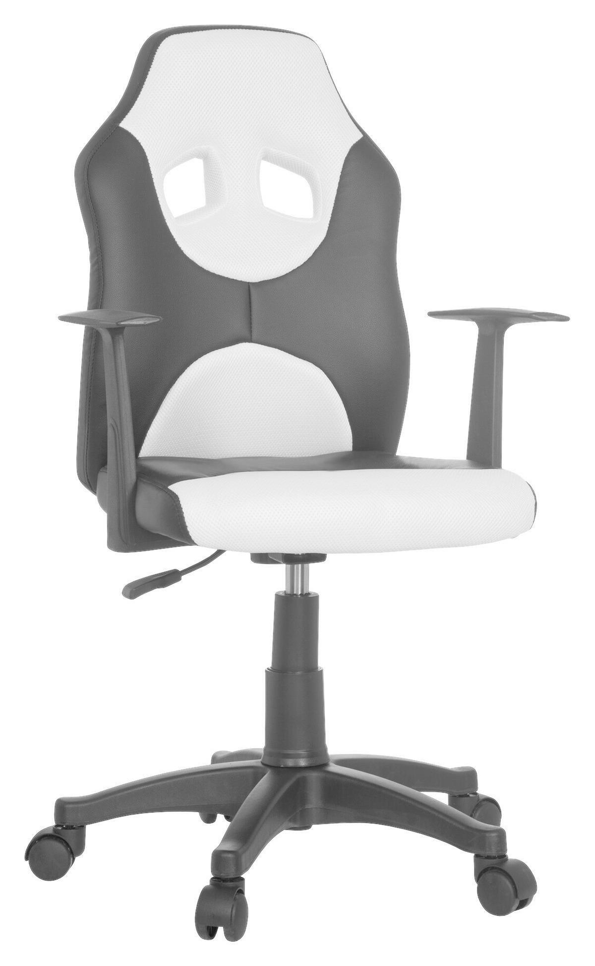 JUGENDDREHSTUHL Schwarz, Weiß  - Schwarz/Weiß, Basics, Kunststoff (54/90-100/48cm) - MID.YOU