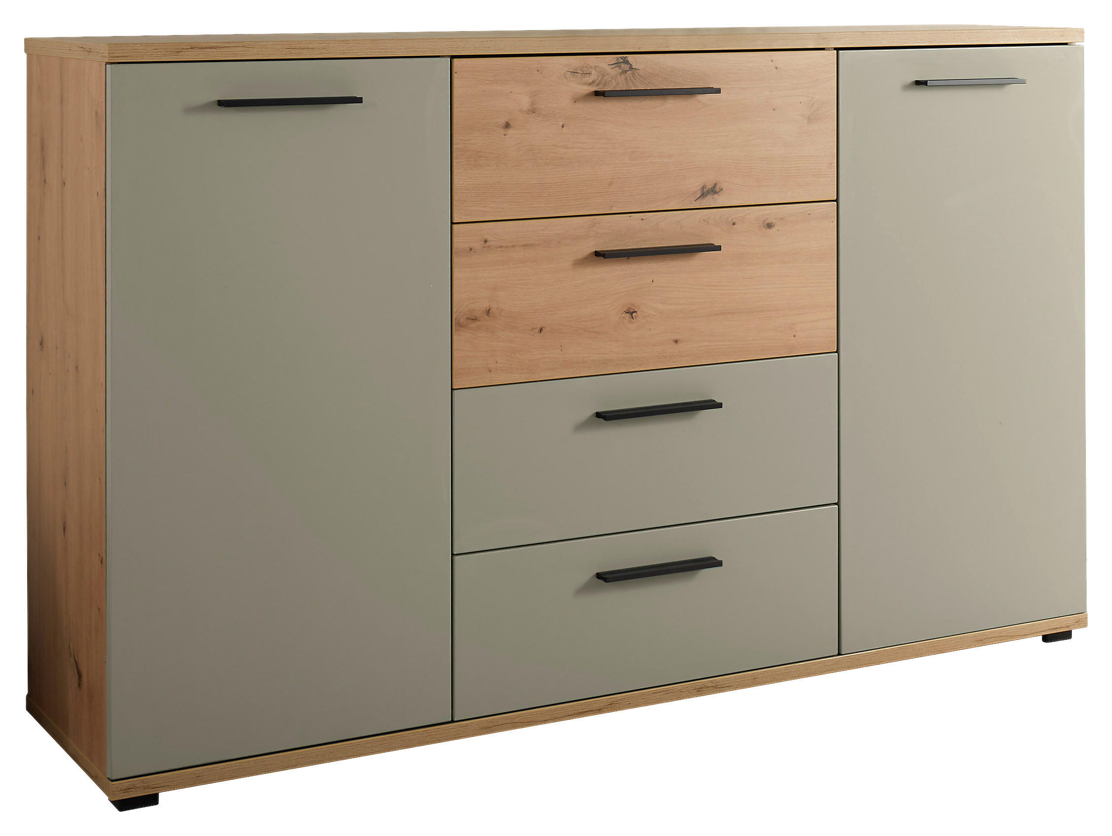 SIDEBOARD  150/92/38 cm 4 Schublade(n)  - Salbeigrün/Schwarz, KONVENTIONELL, Holzwerkstoff/Kunststoff (150/92/38cm) - Xora