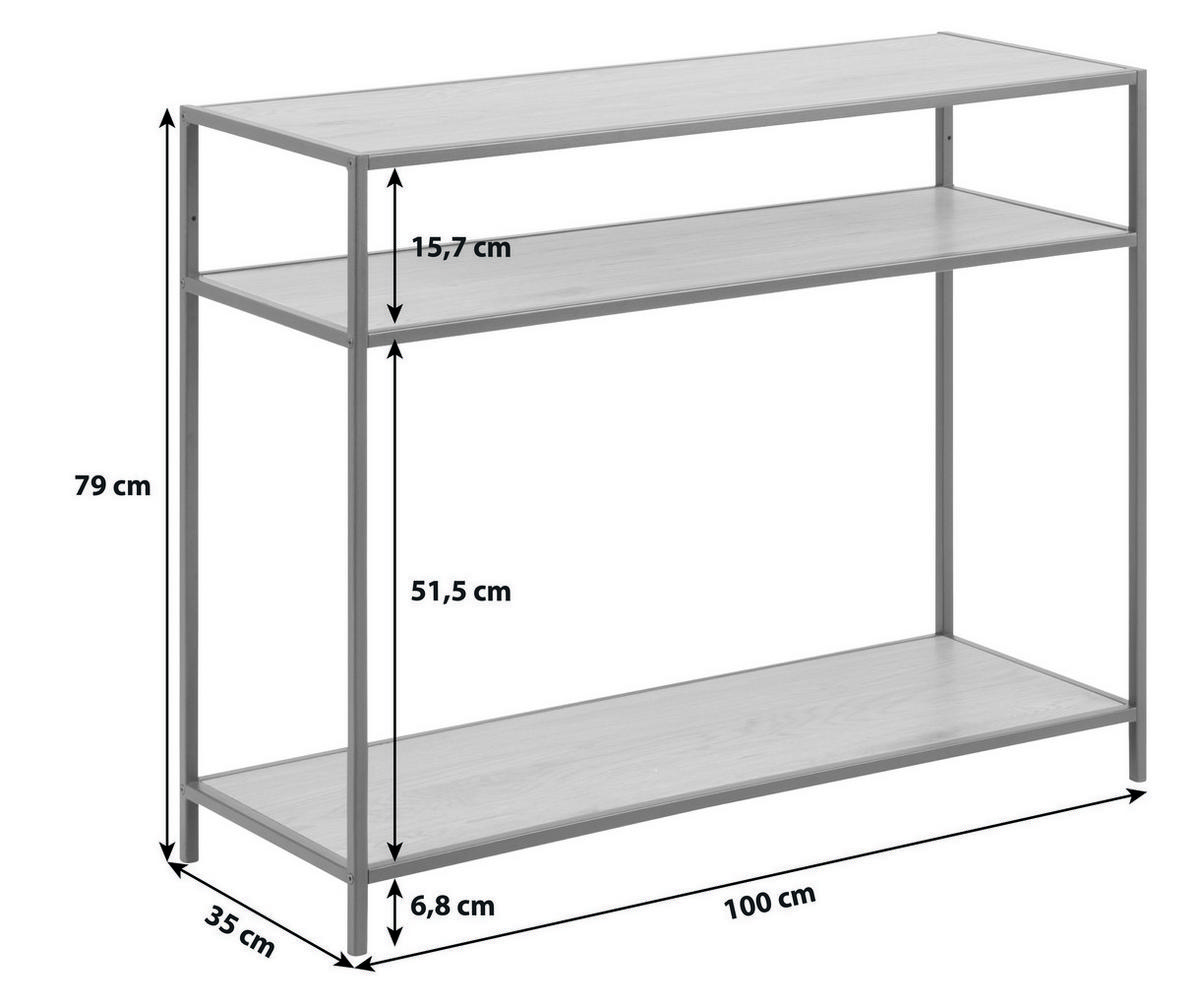 Konsolentisch in Eichefarbe in Metall, Holzwerkstoff 100/35/79 cm   - Eichefarben/Schwarz, Trend, Holzwerkstoff/Metall (100/35/79cm) - MID.YOU