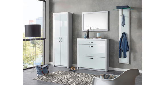 SCHUHSCHRANK Weiß, Alufarben  - Alufarben/Weiß, Design, Glas/Holzwerkstoff (109/104/28cm) - Dieter Knoll